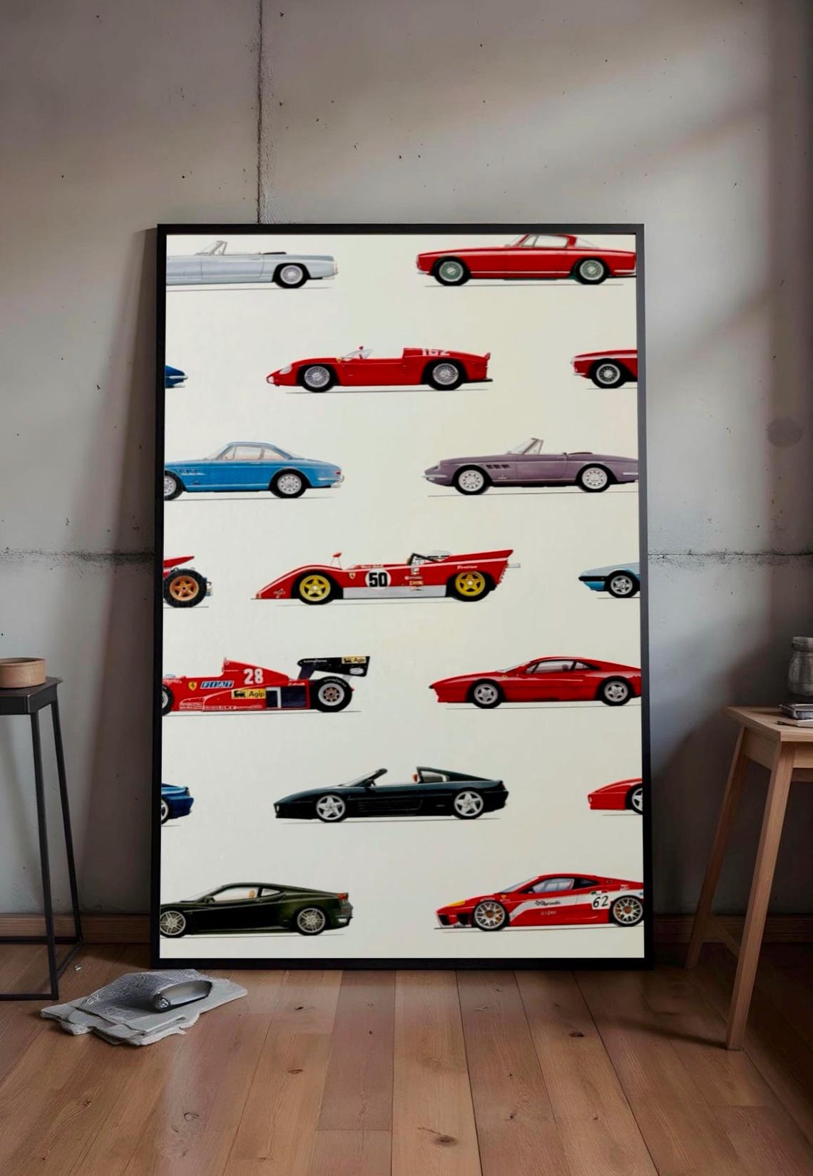 Sports Car Pattern Poster Classic And Modern Wall Art Print Minimalist Racing Decor For Garage Office Bedroom Dorm Man Cave Gift