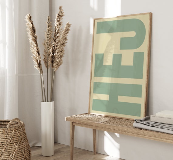 Hej Sage Green Typography Wall Art Print