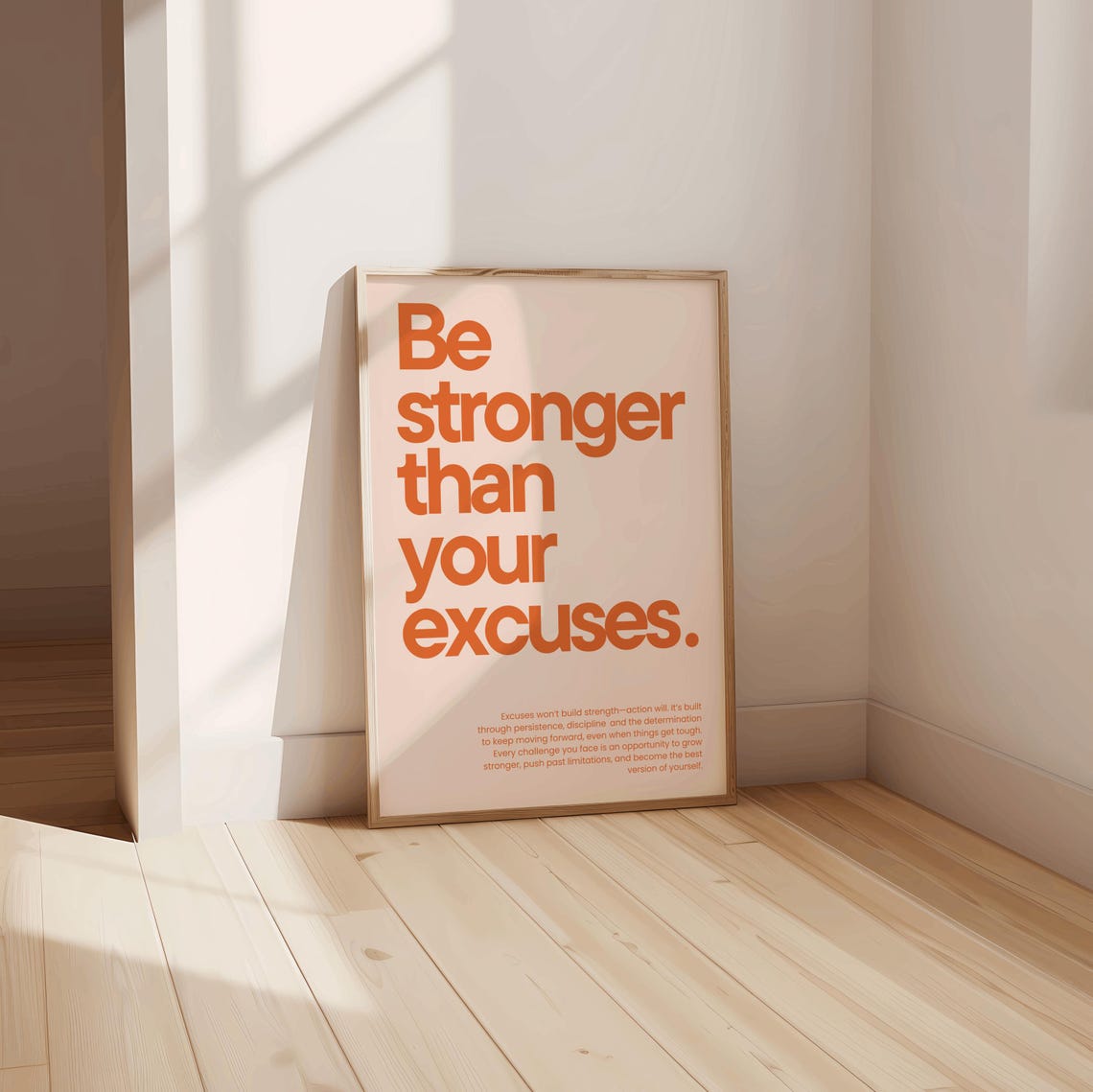 Be Stronger Than Your Excuses Orange Daily Quote Motivation Poster - Image 3