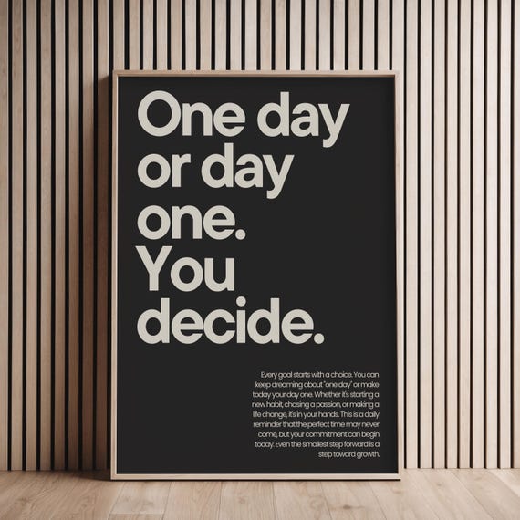Motivation Poster Gym Decor One Day Or You Decide Wall Art Print Fitness Home Soft Black Beige