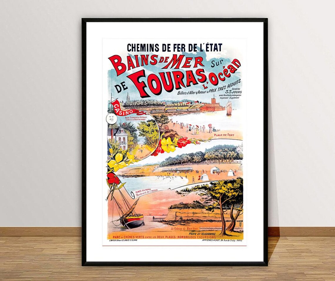 Bains de Mer de Fouras Sur l Ocean French Seaside Railway Poster - Image 2