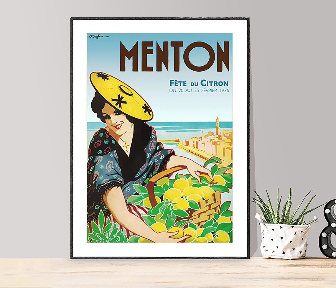 Menton Fete Du Citron France Vintage Travel Poster