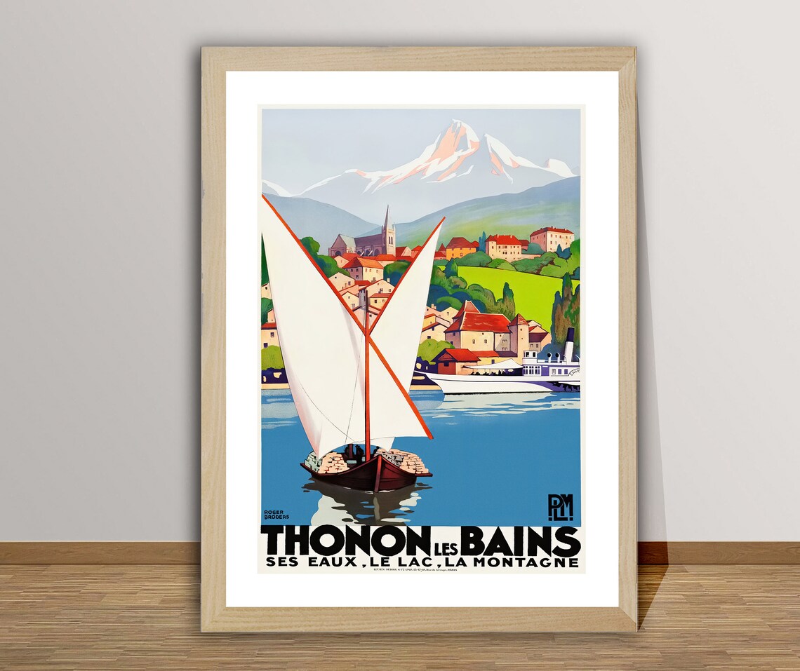 Thonon Les Bains France Vintage Travel Poster