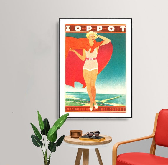 Zoppot Danzig Vintage Travel Poster Poster Paper Or Print Gift Idea