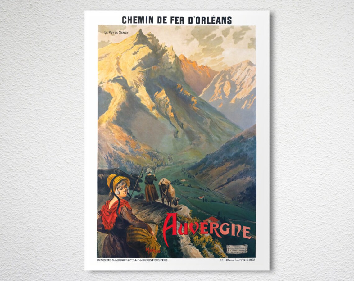 Puy de Sancy Auvergne France Mountain Valley Vintage Travel Poster - Image 2