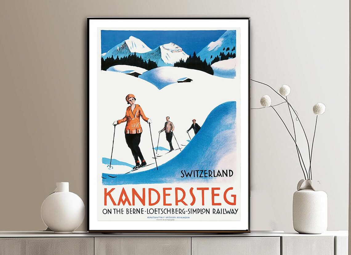 Kandersteg Vintage Ski Poster, Switzerland Travel Art - Image 2