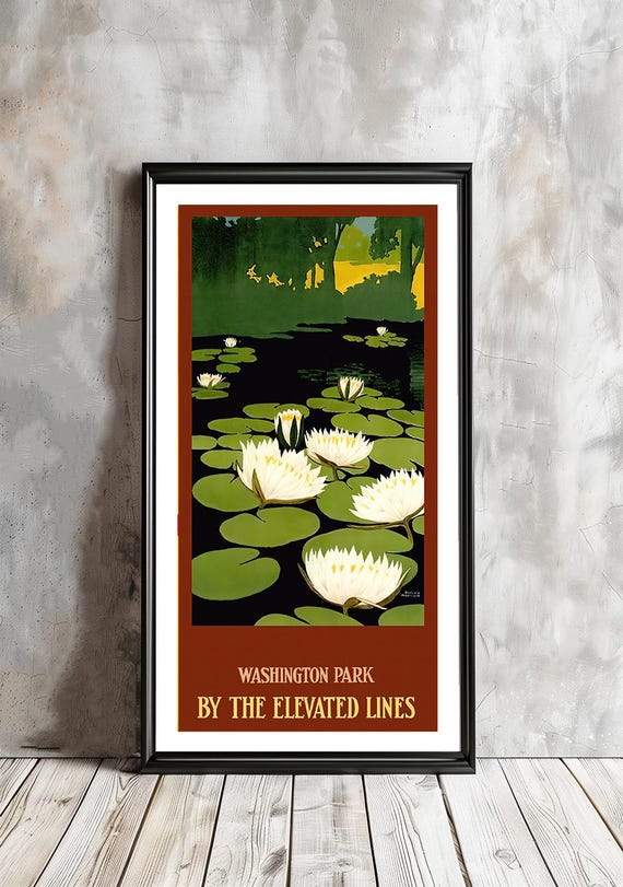 Washington Park By The Elevated Lines Vintage Travel Poster Travel Art Print Gift Idea Wall Decor