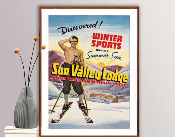 Sun Valley Lodge Vintage Ski Poster Poster Paper Or Giclee Print Gift Idea
