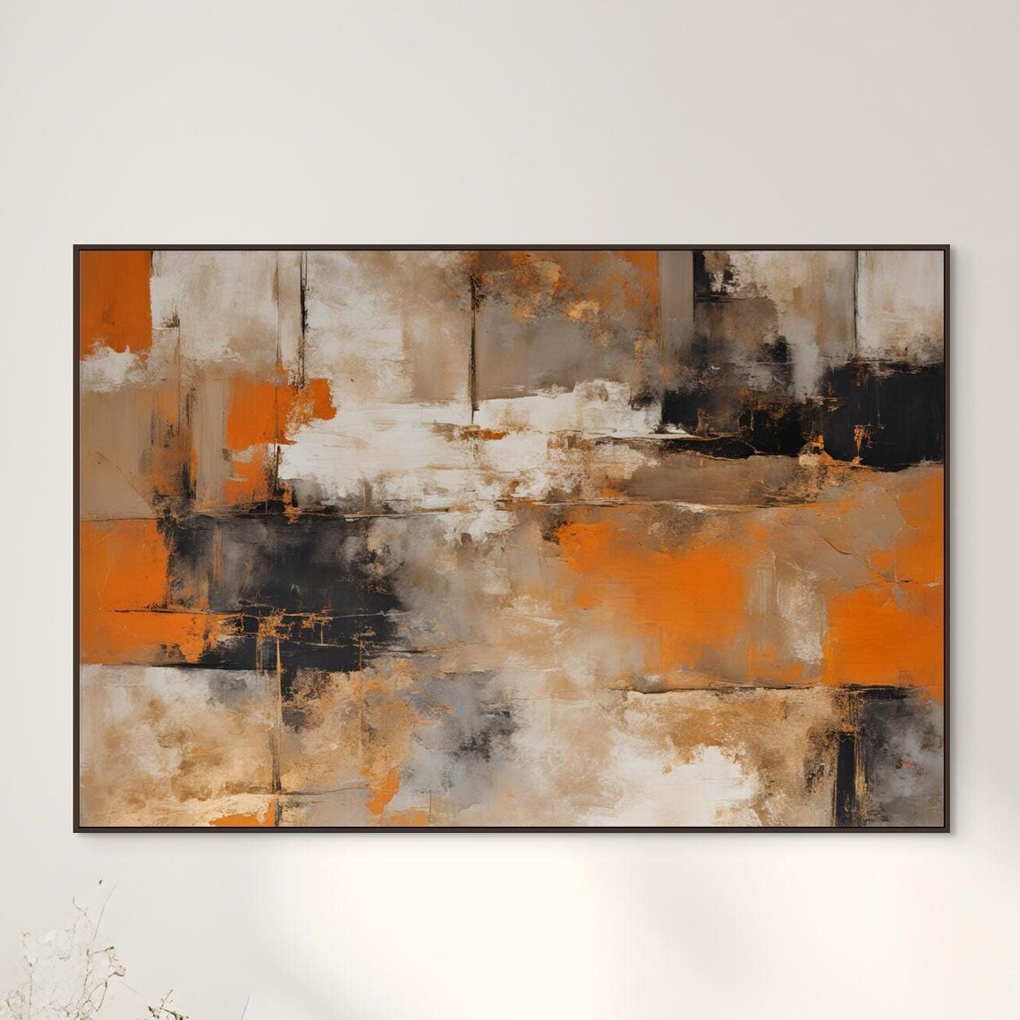 Orange Gold Beige Abstract Wall Art, Modern Art Print