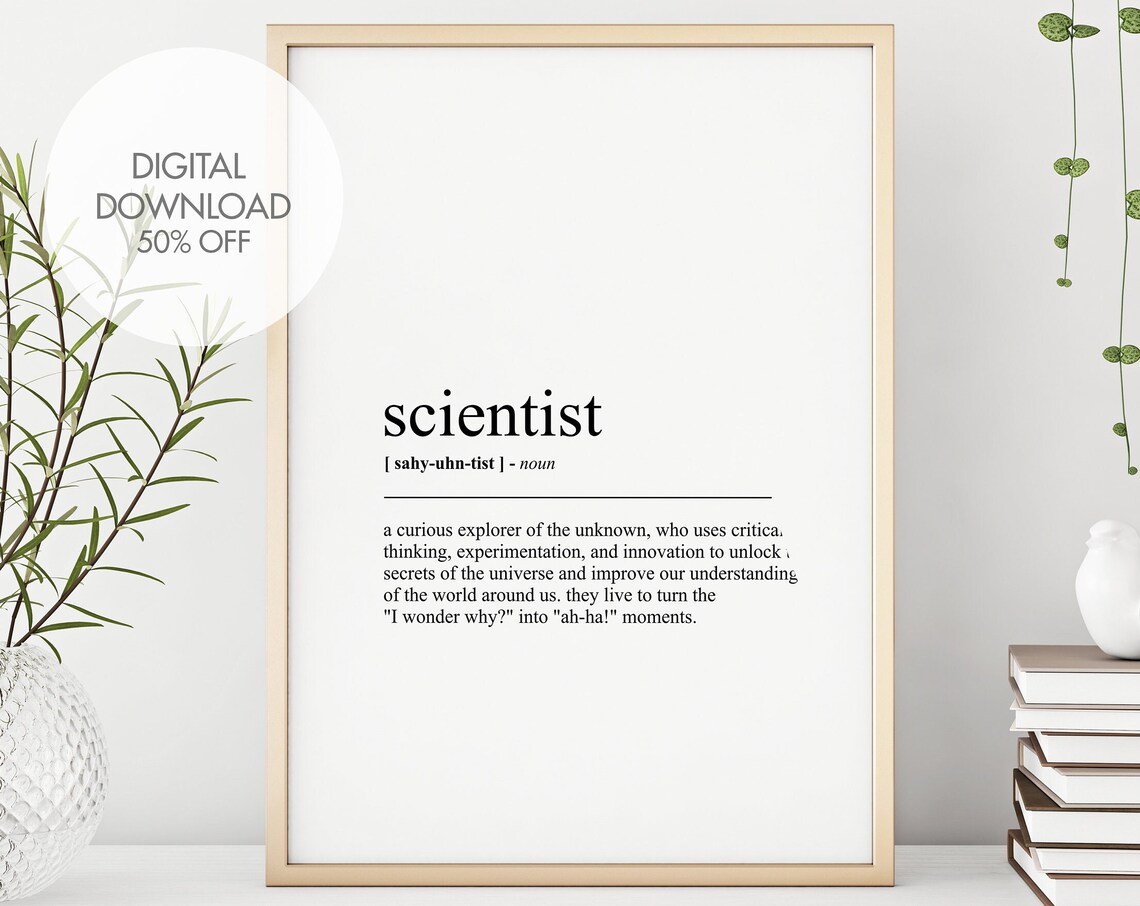 Scientist Definition Funny Minimalist Wall Art Print