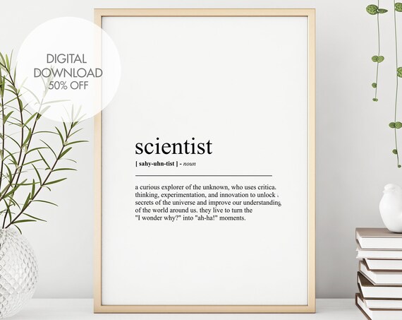 Scientist Definition Funny Minimalist Wall Art Print