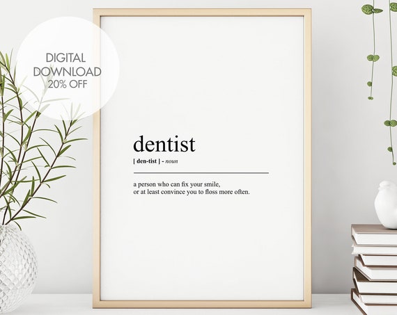 Dentist Funny Definition Poster, Minimalist Quote