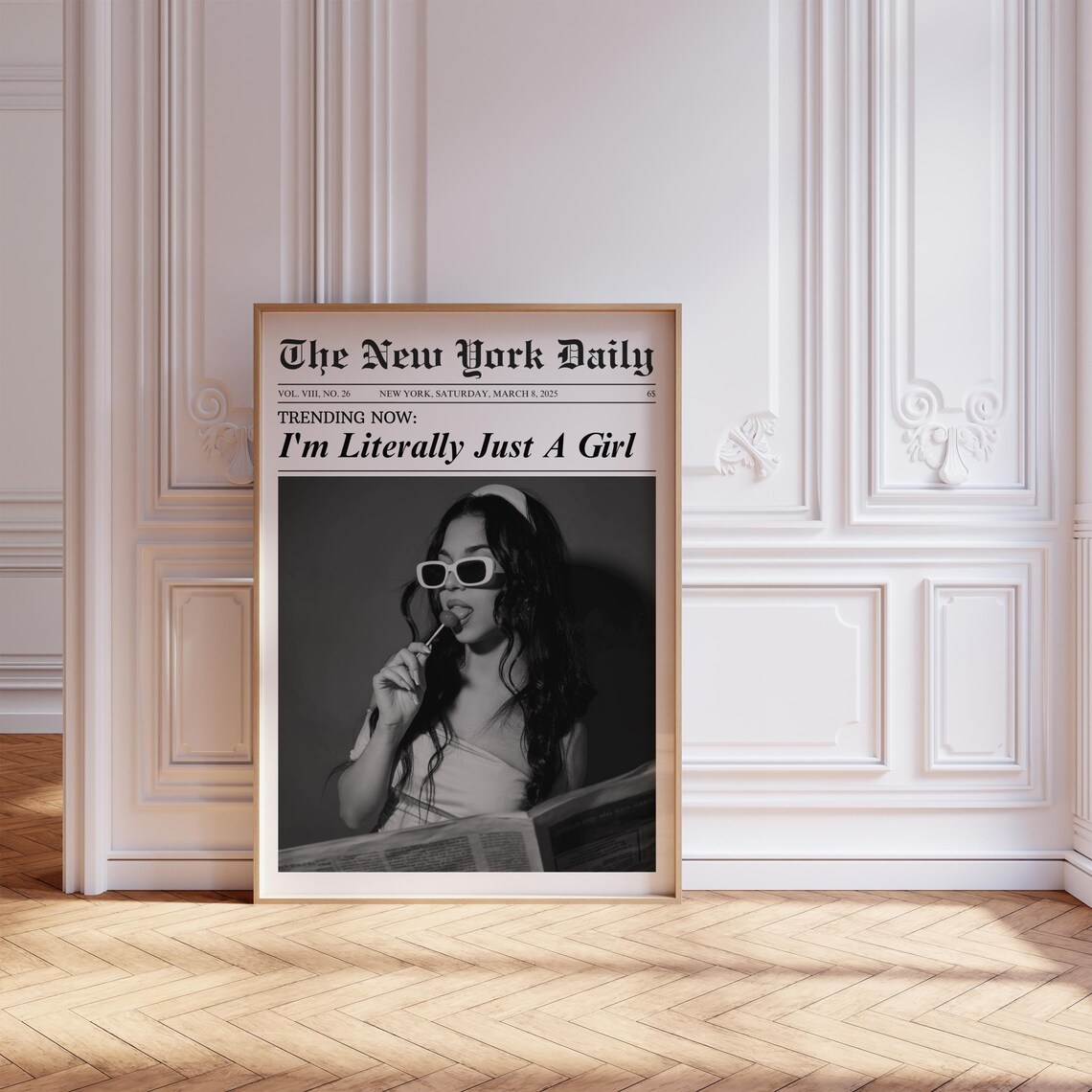 Im Literally Just A Girl Newspaper Vintage Fashion Funny Poster - Image 7