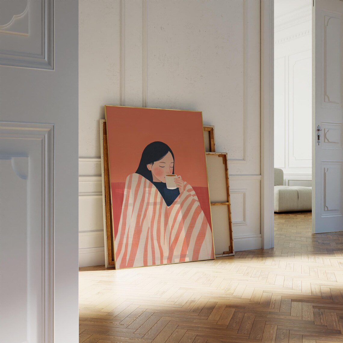 Girl With Coffee, Trendy Abstract Kitchen Decor - Image 5