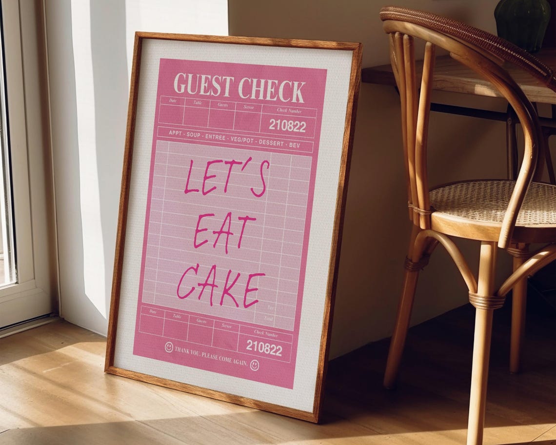 Lets Eat Cake Pink Guest Check Trendy Birthday Party Quote Poster - Image 7