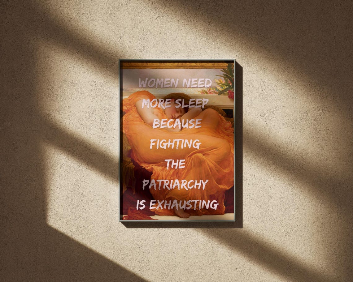 Women Need More Sleep Flaming June Feminist Classic Art Quote Poster - Image 4