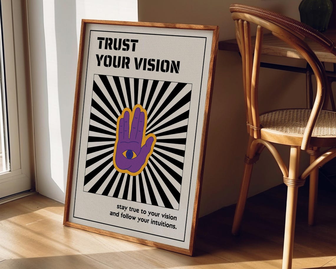 Trust Your Vision Purple Hamsa Hand Evil Eye Sunburst Quote Poster - Image 4