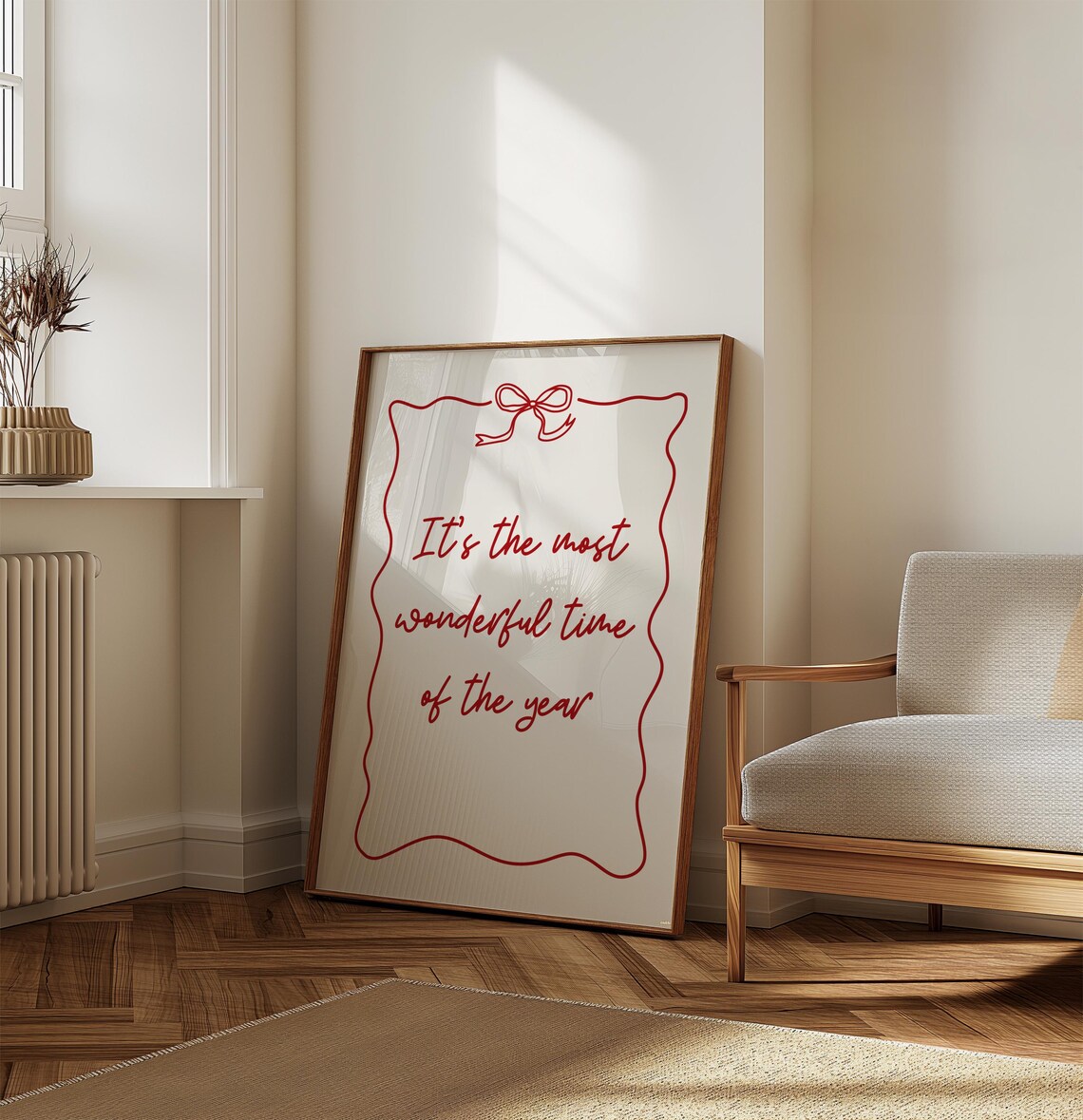 Minimalist Red Christmas Quote Art Print - Image 4