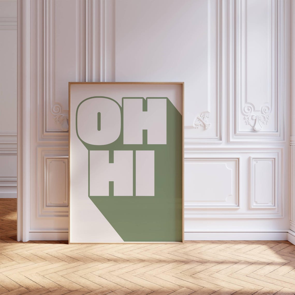 Oh Hi Bold Green Typography White Modern Entryway Quote Poster - Image 8