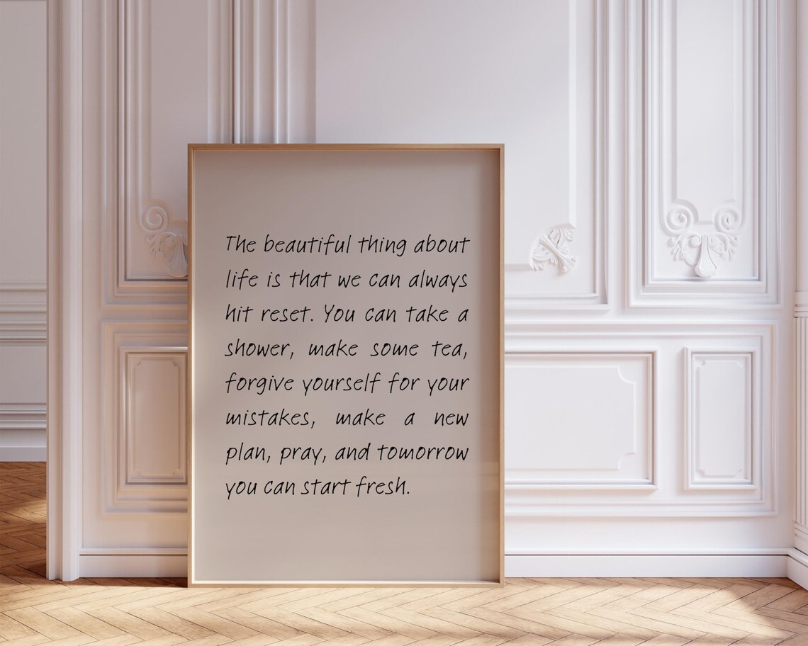 Hit Reset Beautiful Thing About Life Inspirational Handwritten Quote Poster - Image 7