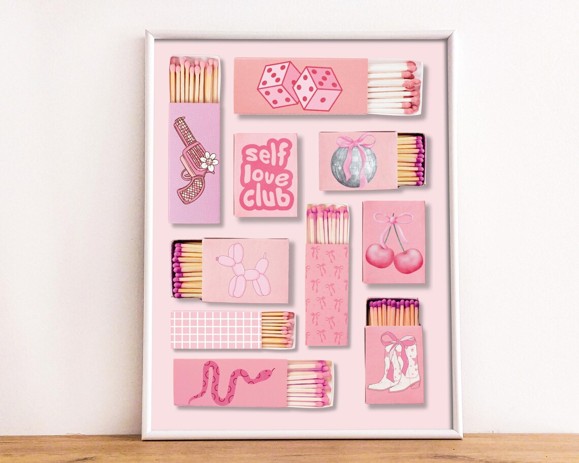 Pink Matchbox Collage Self Love Club Trendy Girly Aesthetic Poster - Image 8