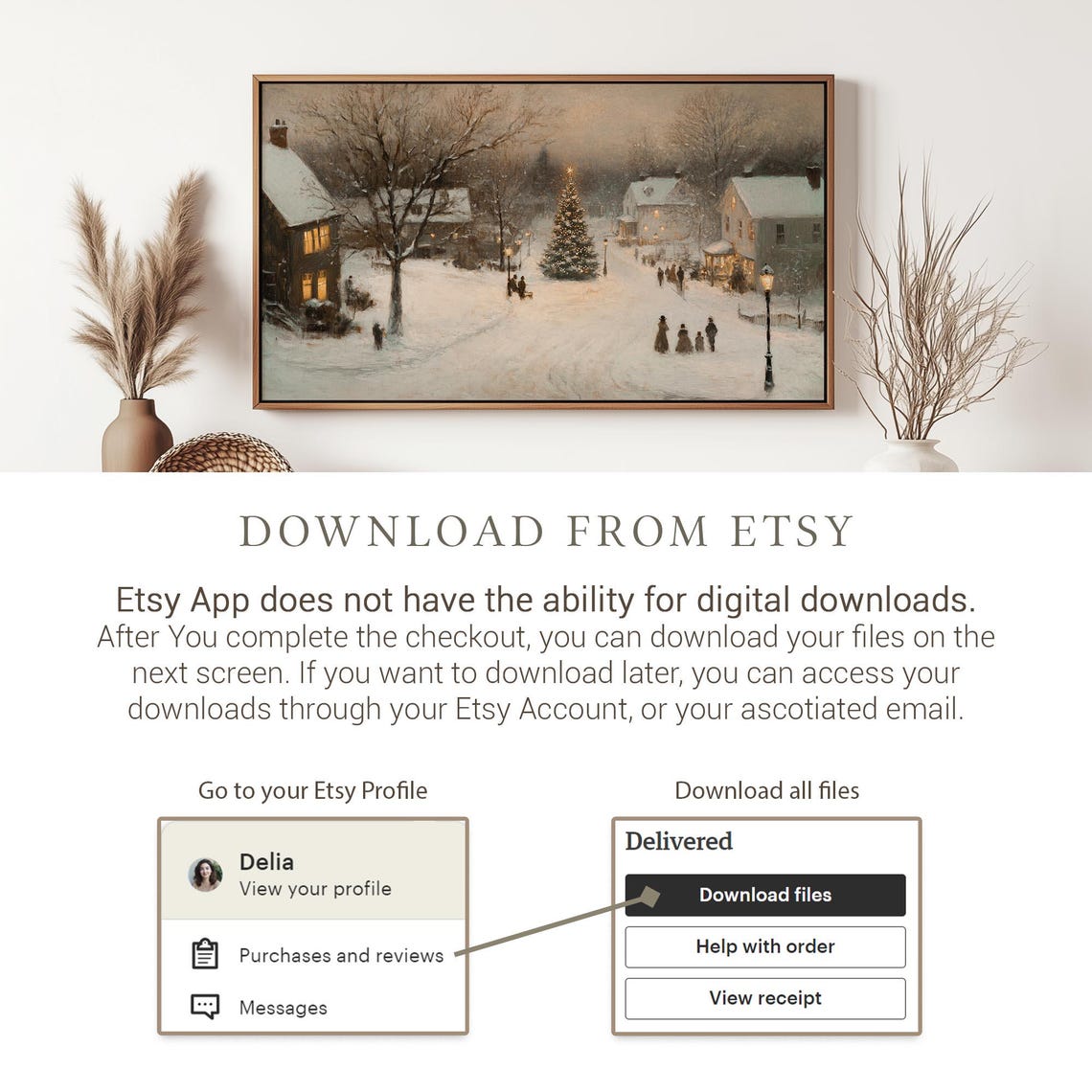 Frame Tv Art Christmas Frame Tv Art 4k Winter Painting Tv Art Vintage Landscape Painting Tv Wallpaper - Image 2