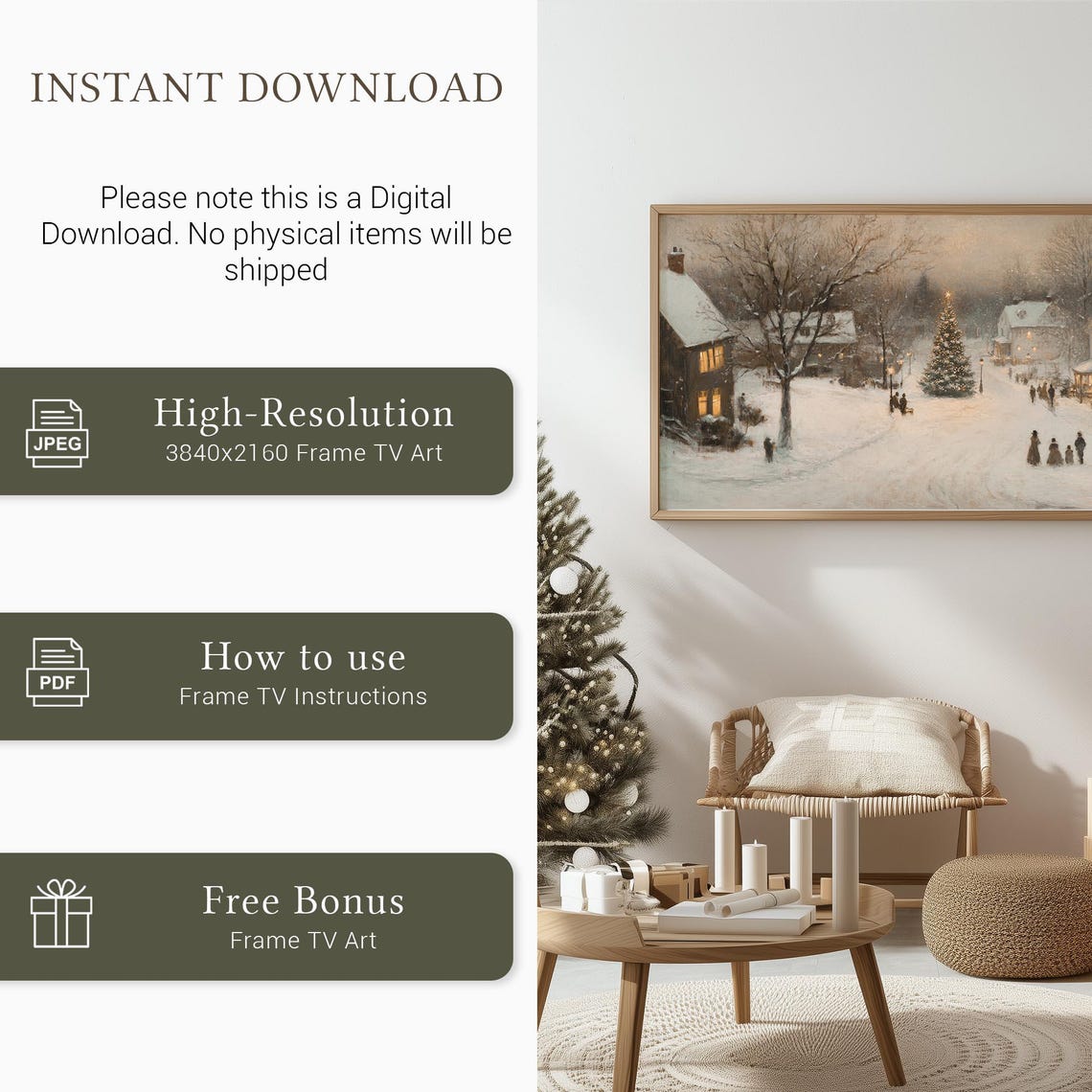 Frame Tv Art Christmas Frame Tv Art 4k Winter Painting Tv Art Vintage Landscape Painting Tv Wallpaper - Image 5