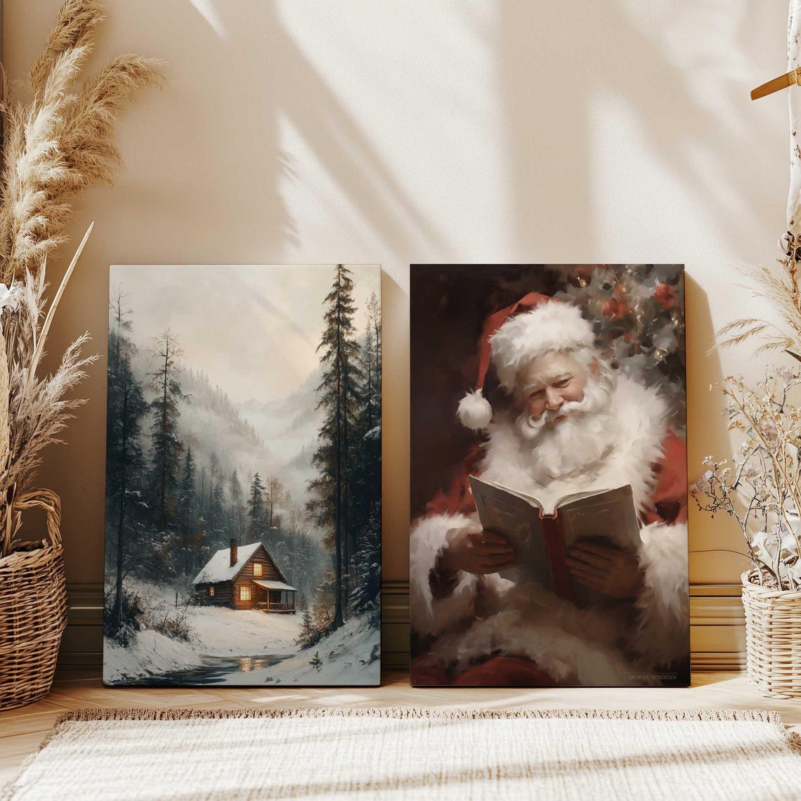 Nine Piece Christmas Gallery Wall Bundle Festive Watercolor Poster - Image 3