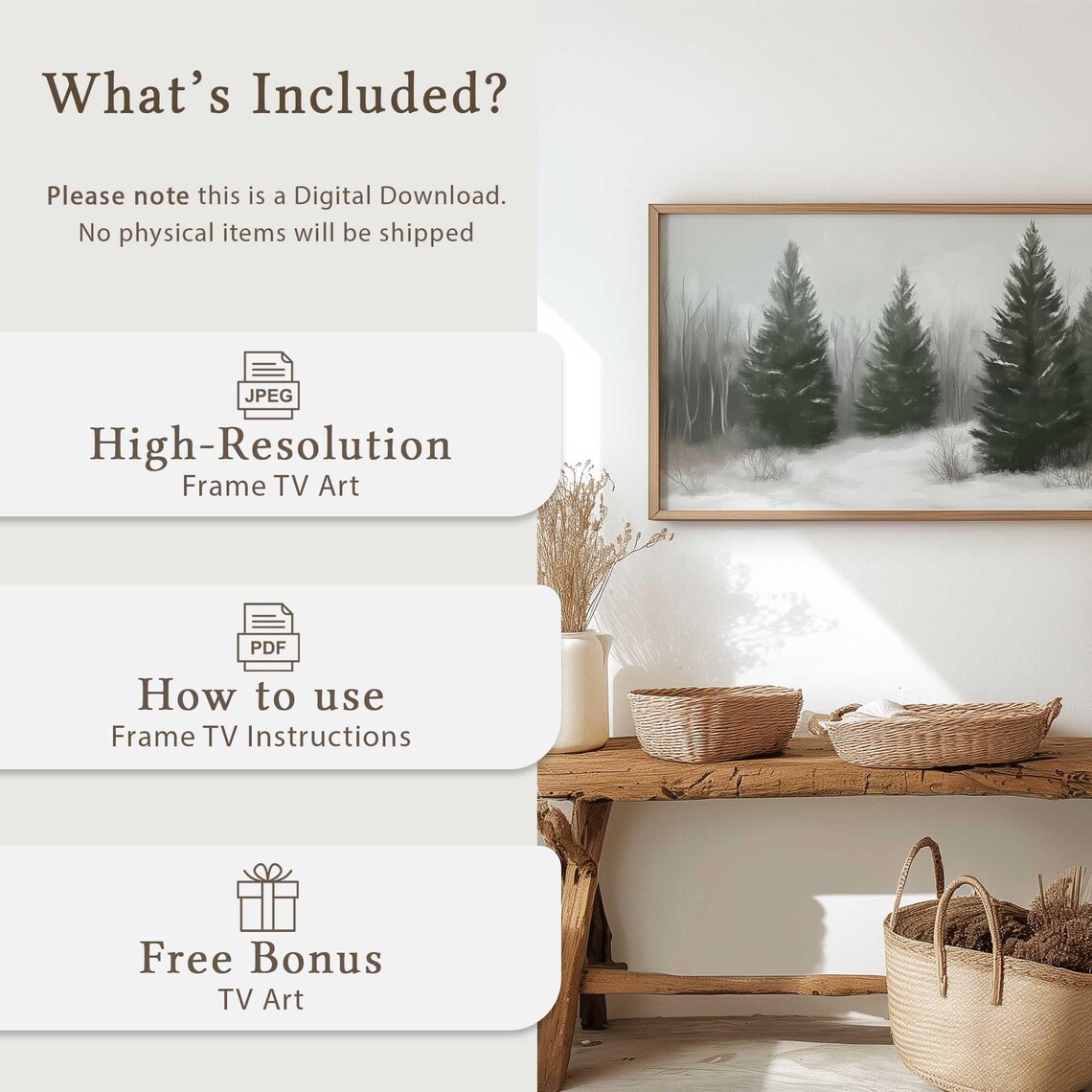 Dark Evergreen Forest Winter Fog Moody Nature Watercolor Poster - Image 5