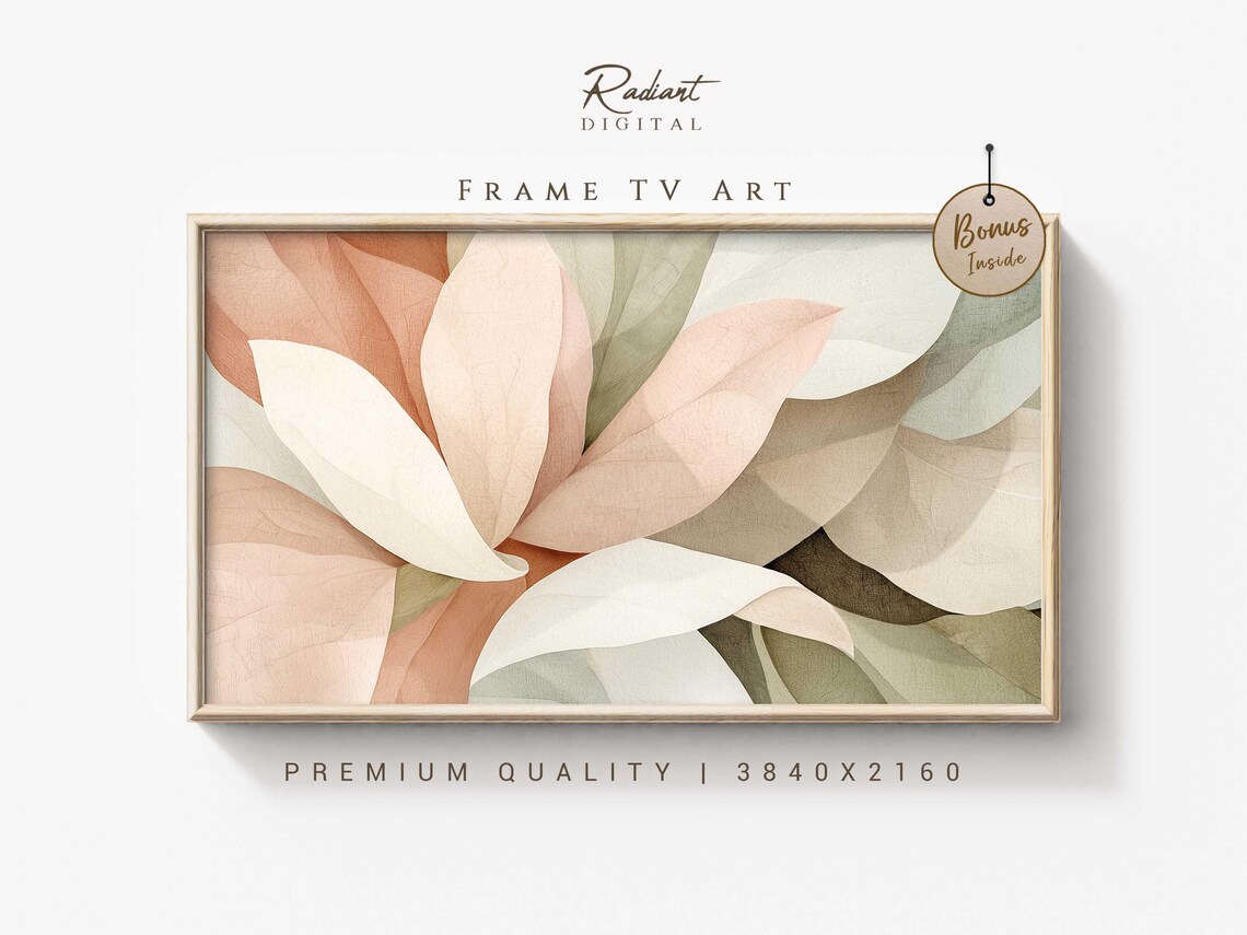 Peach Cream Abstract Petals Soft Botanical Watercolor Art Print