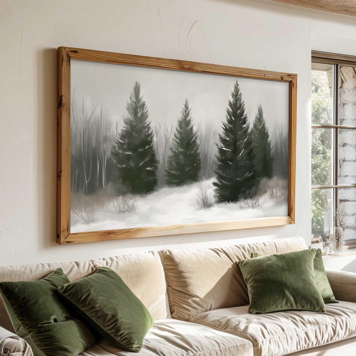 Winter Pines Frame Tv Art Snowy Forest Tv Art Minimalist Winter Tv Decor Evergreen Landscape Tv Art Christmas Frame Tv Nature Tv Art - Image 3