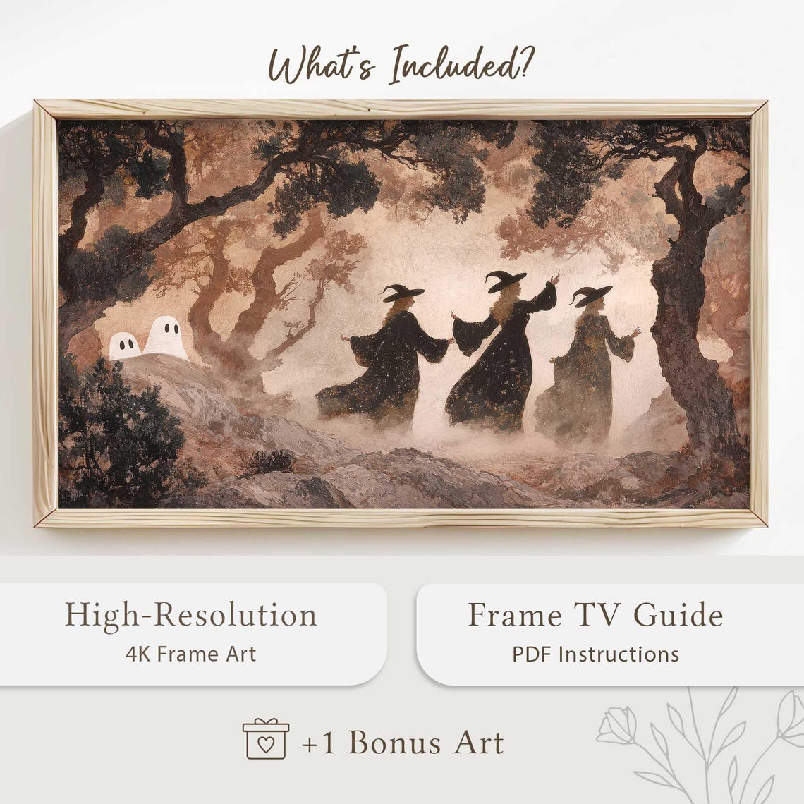 Three Witches Dancing in Foggy Misty Woods Ghosts Spooky Poster - Image 5
