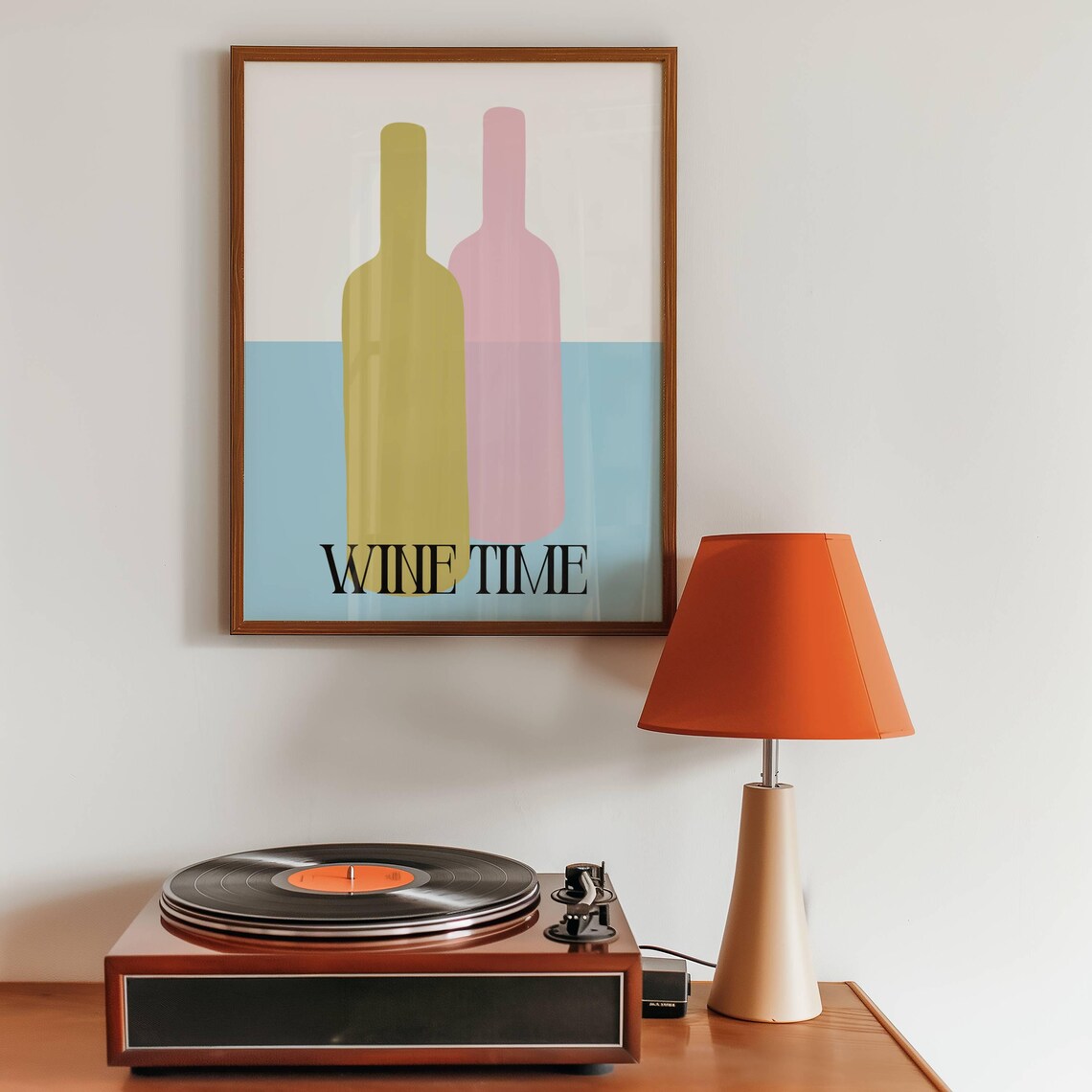 Wine Time Pastel Poster With Abstract Color Block Bottle Art - Image 4