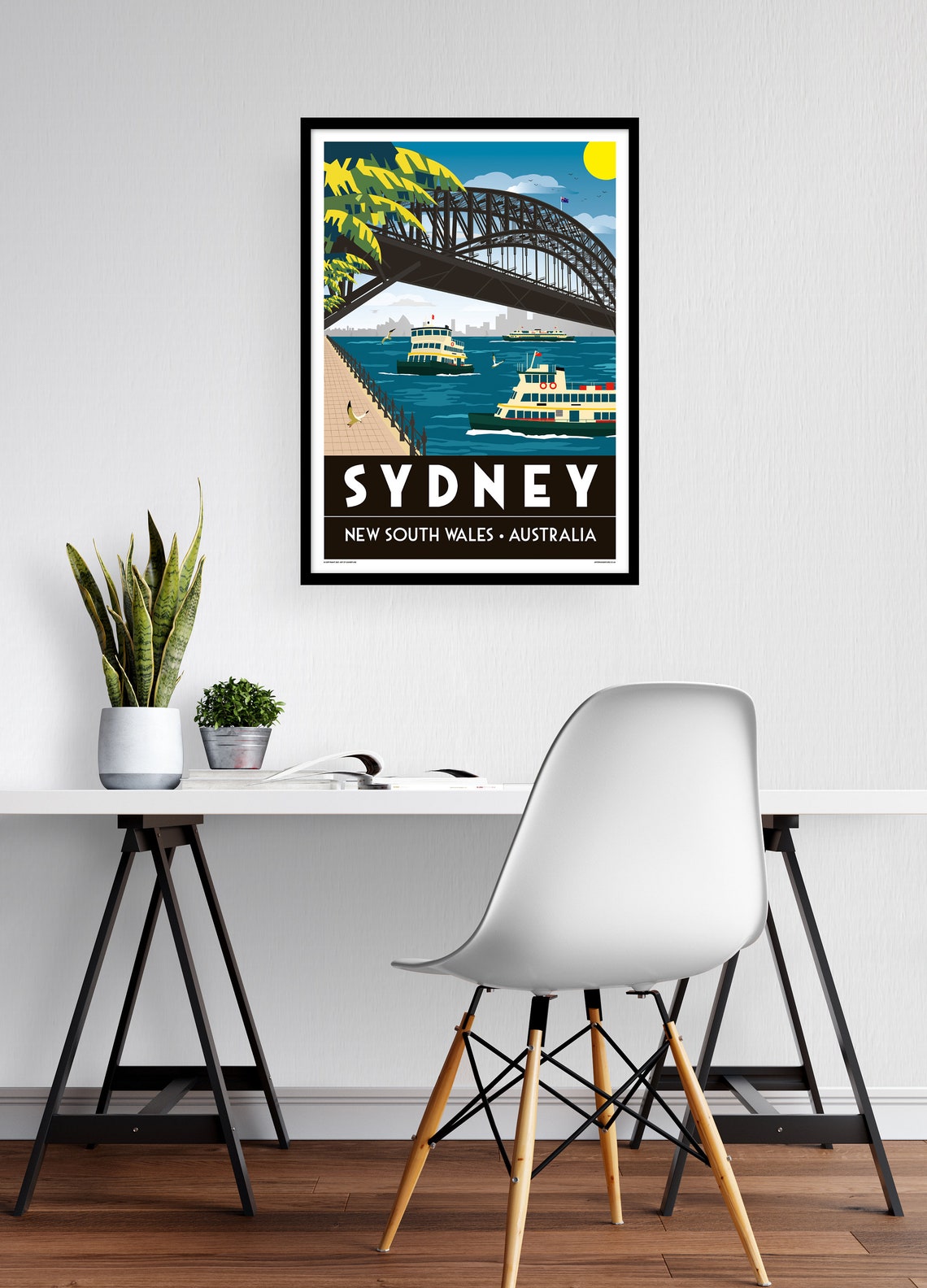 Sydney Harbour Bridge Ferries Classic Vintage New South Wales Poster - Image 2