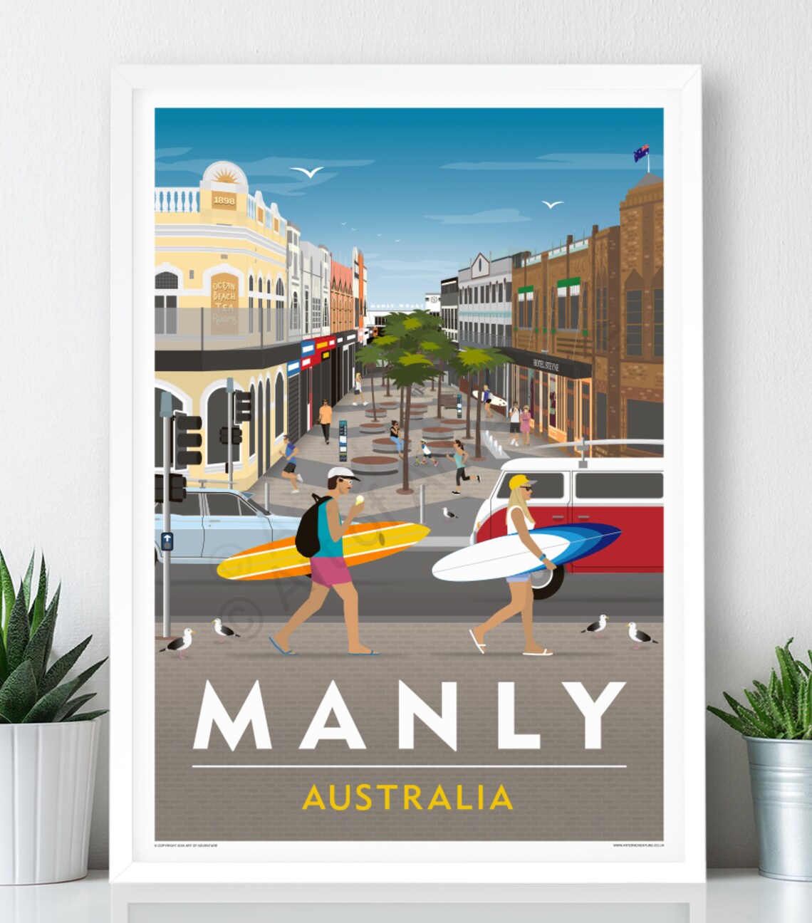 Manly Corso Vintage Travel Poster, Wall Art Print
