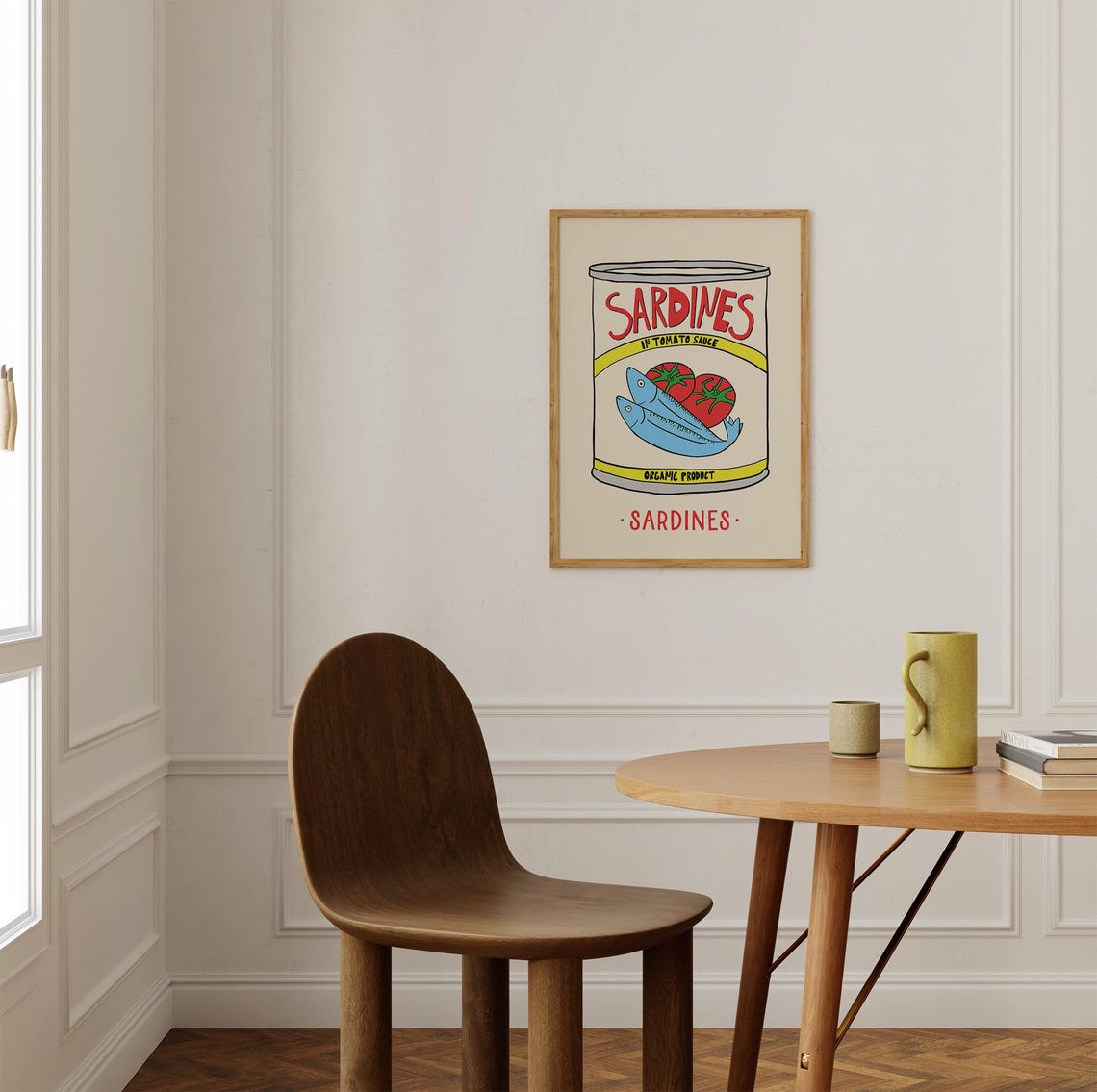 Sardines In Tomato Sauce Retro Tin Can Kitchen Illustration Poster - Image 2