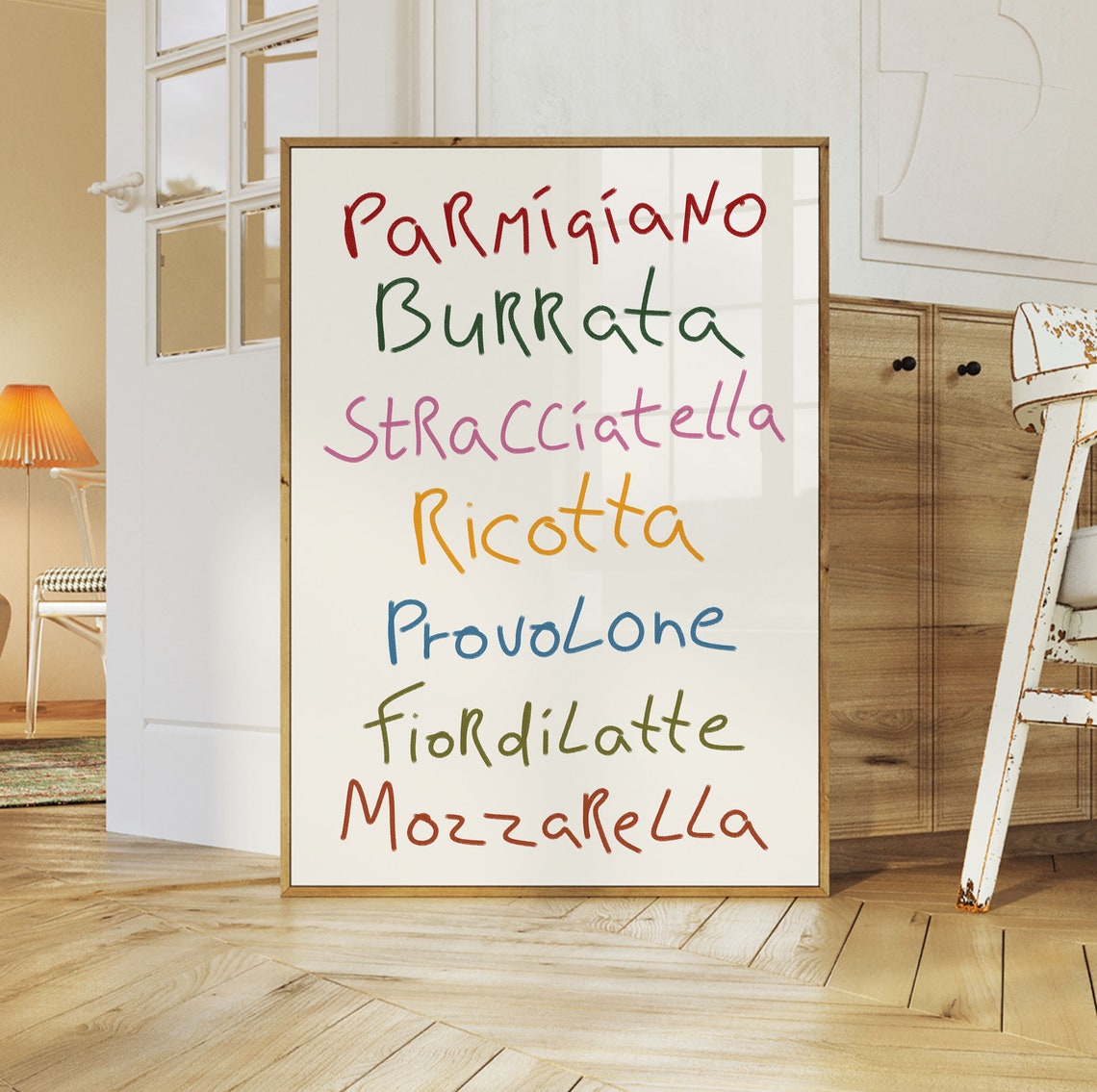 Italian Cheese Names Colorful Typography Kitchen Decor Poster - Image 4