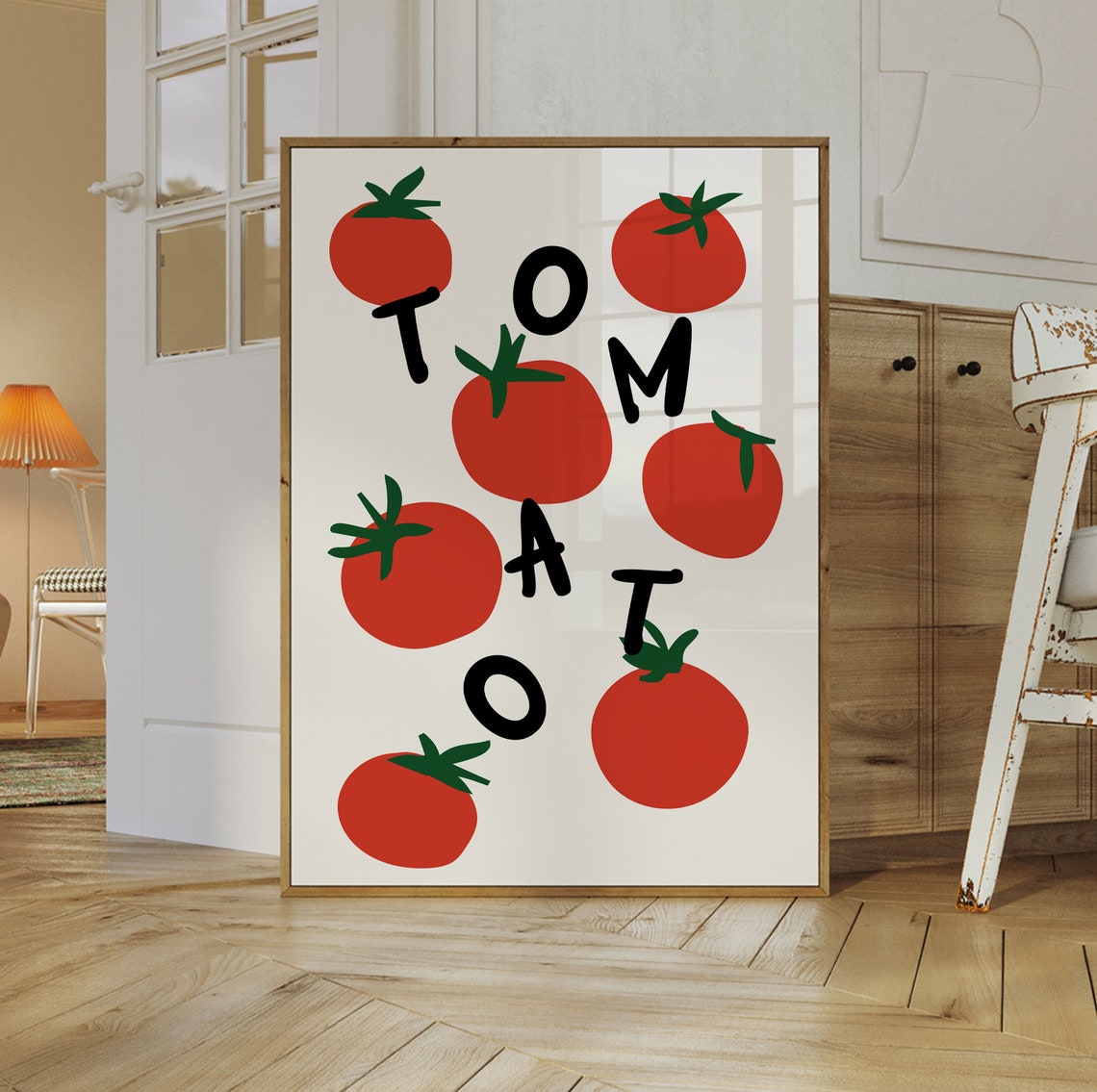 Tomato Typography Red Illustration Retro Kitchen Food Art Poster - Image 2