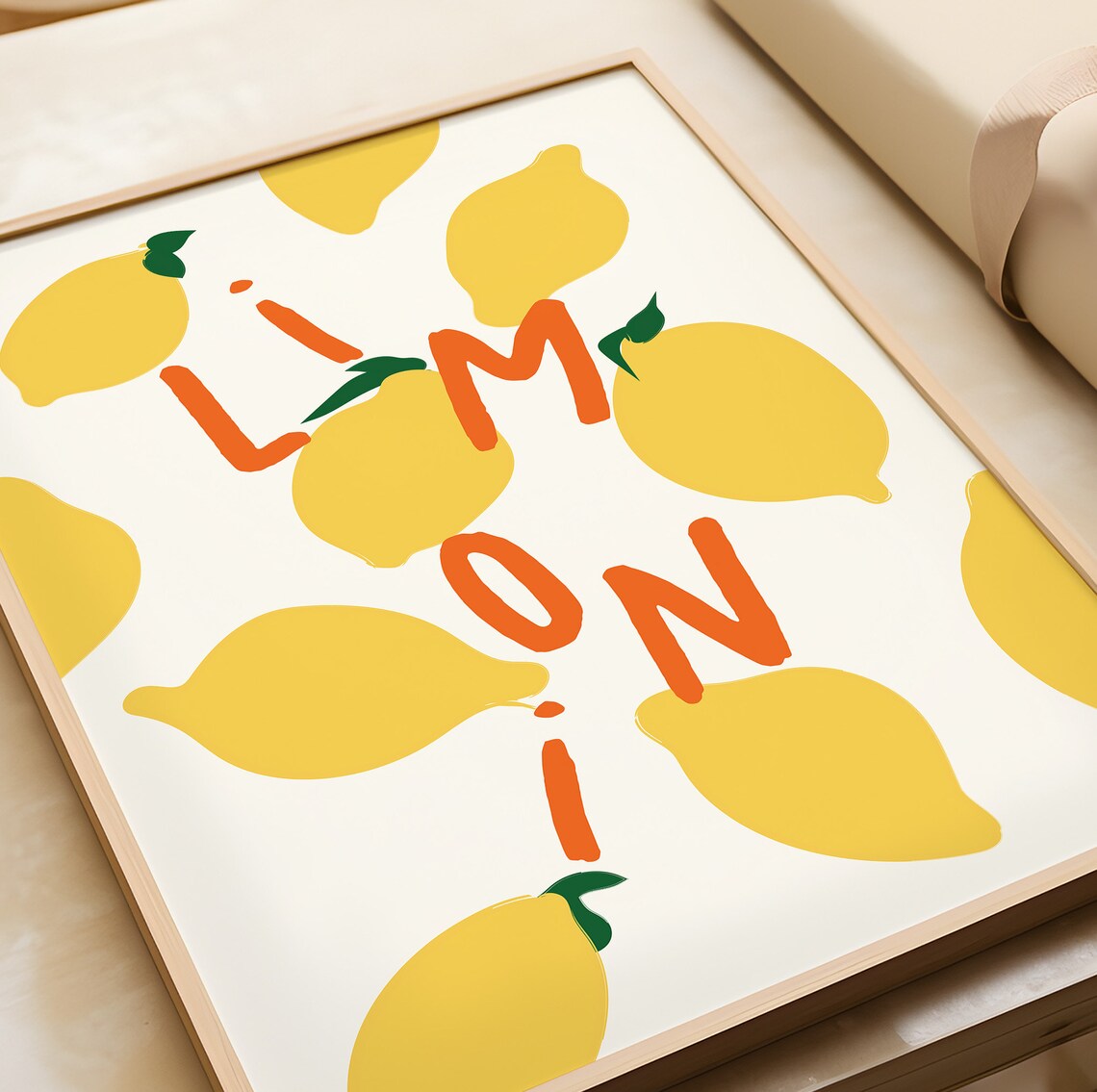 Lemons Art Print, Amalfi Italy Retro Kitchen Decor - Image 3