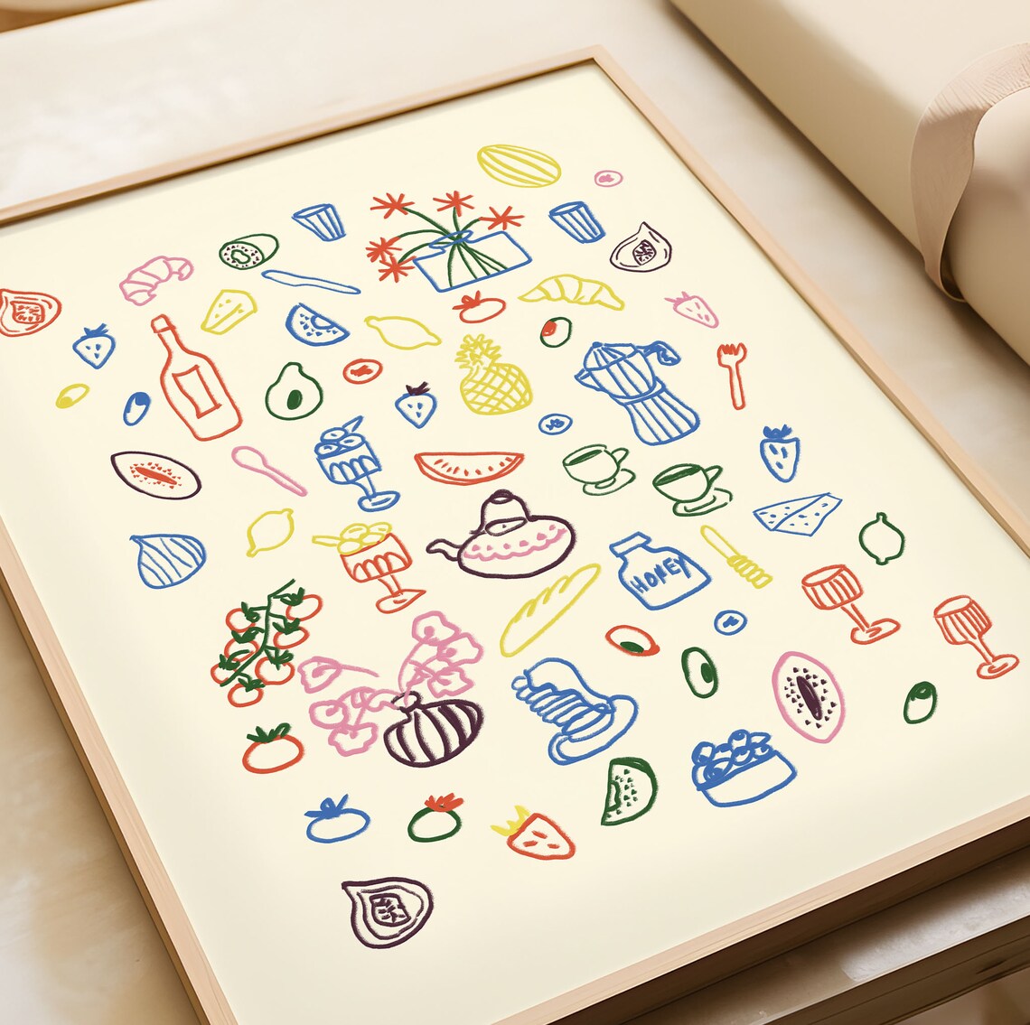Retro Breakfast Table Art Print, Maximalist Kitchen Decor - Image 4