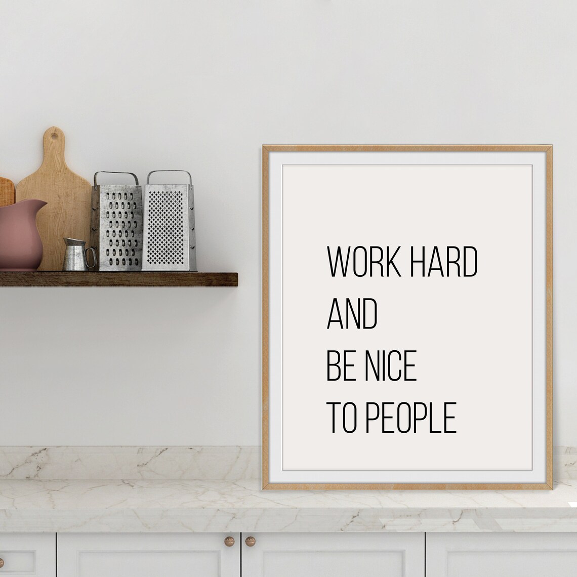 Work Hard And Be Nice To People Minimalist Motivational Quote Print - Image 2