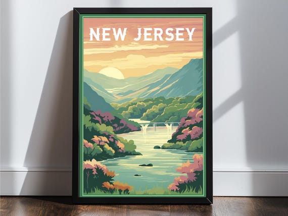 New Jersey Vintage Travel Poster Print Wall Art Gift Idea Home Decor