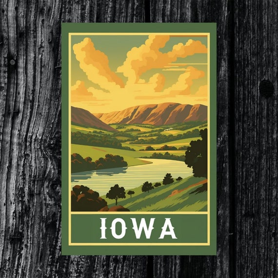 Iowa Vintage Travel Poster Print Wall Art Gift Idea Home Decor