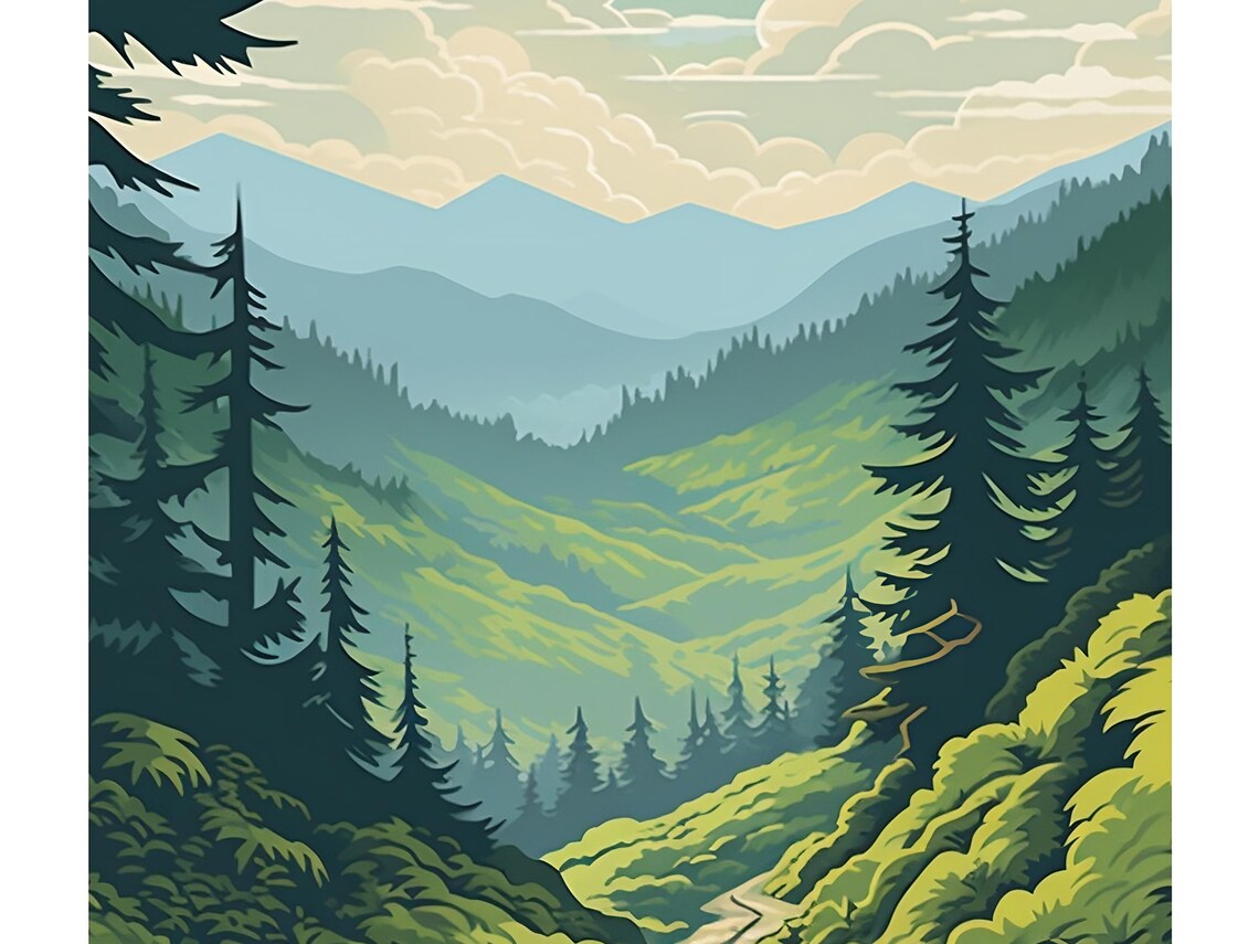 Appalachian Trail Green Mountain Forest Hiking Vintage Travel Poster - Image 3