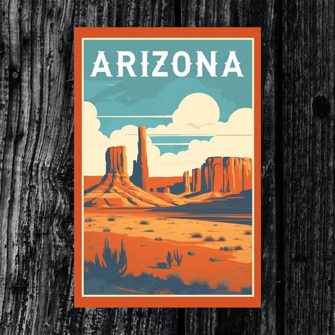 Arizona Desert Buttes Monument Valley Sunset Retro Travel Poster