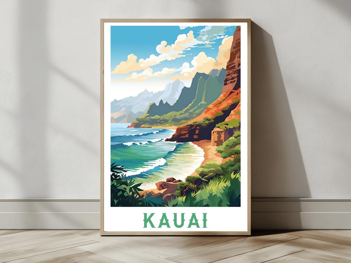 Kauai Hawaii Vintage Travel Poster Print Wall Art Gift Idea Home Decor - Image 2