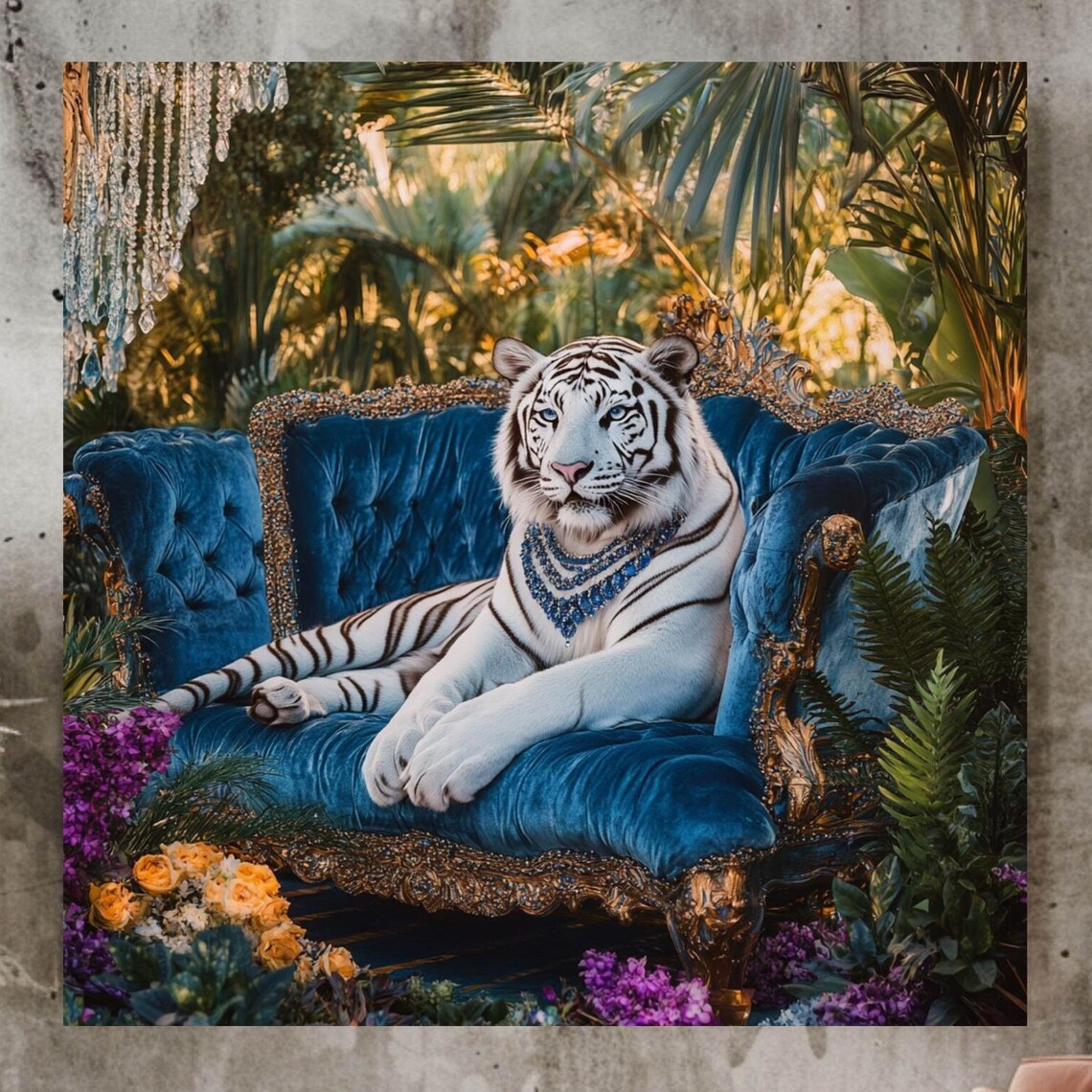 White Tiger Art Print, Maximalist Animal Decor - Image 3