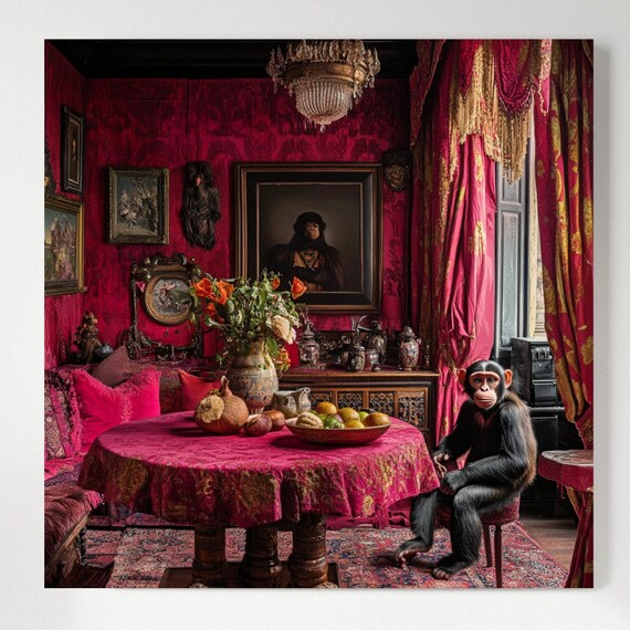 Bohemian Monkey, Maximalist Boho Animal Print