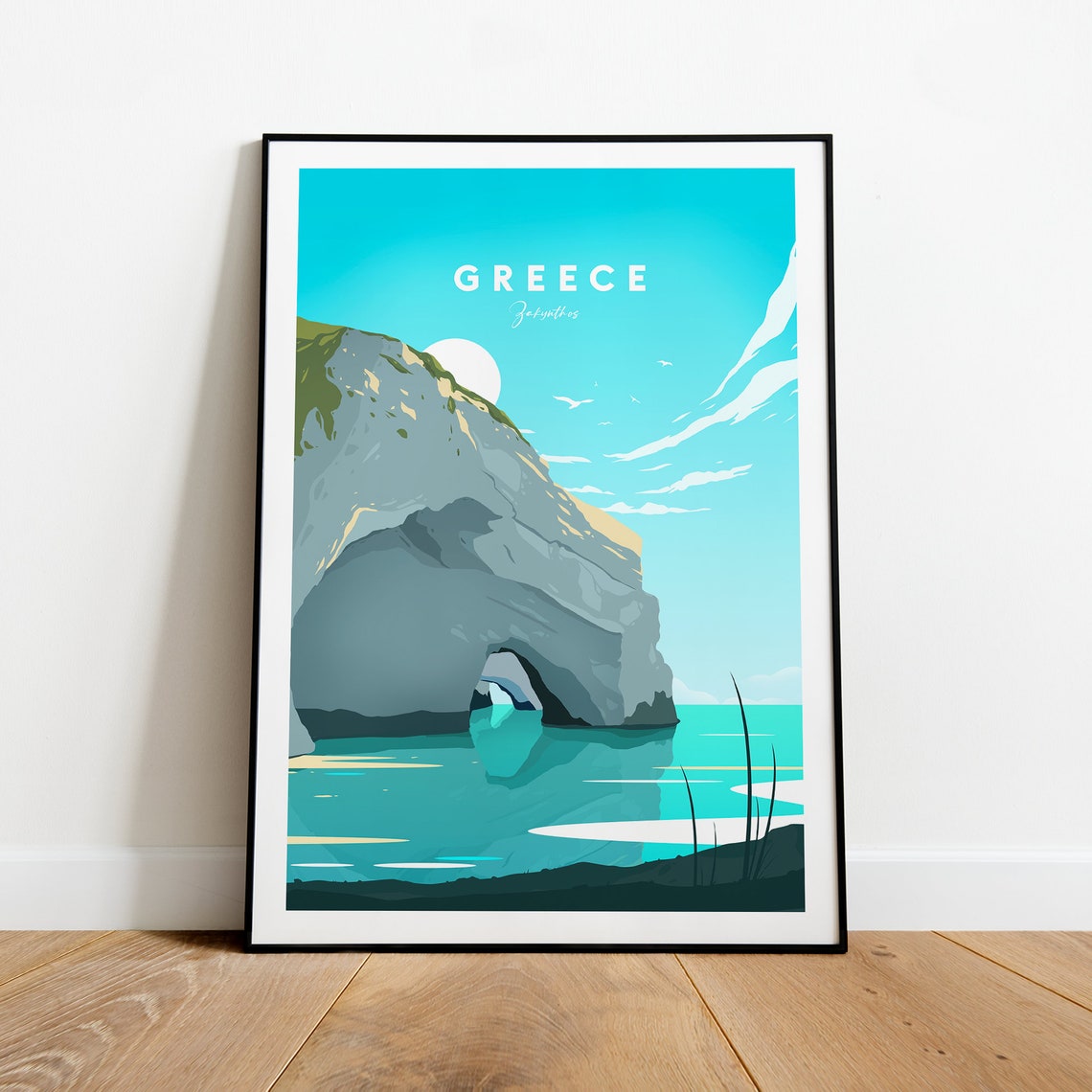 Zakynthos Greece Sea Cave Arch Turquoise Coast Travel Poster - Image 2