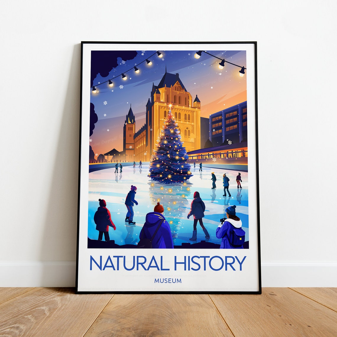 Natural History Museum London Ice Rink Christmas Skate Poster - Image 2